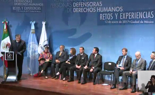 Ombudsman CNDH, en el Foro Internacional de Defensores de Derechos Humanos. Foto: @CNDH