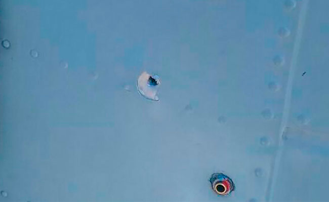 Aún no se sabe el calibre de la bala que penetró el fuselaje. Foto: Sedena