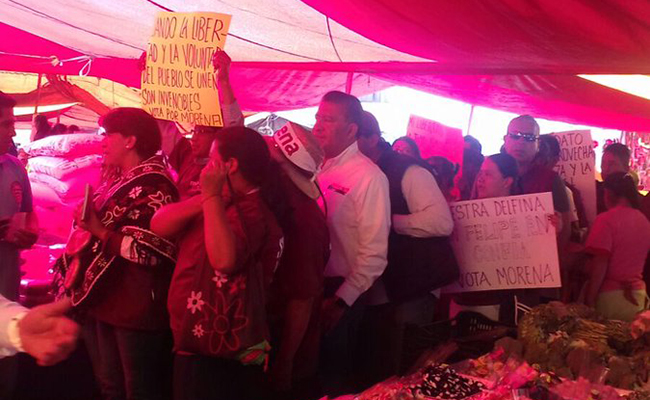 La candidata de Morena, Delfina Gómez advirtió que López Obrador como líder, tiene todo el derecho de visitar el Edomex. Foto: @SOLTOLUCA