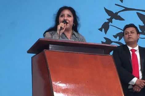 Martha Palafox Hernández, alcaldesa de Axocomanitla, informó de acciones realizadas y próximas a ejecutar en su primer año de gobierno. / Francisco H. REYES