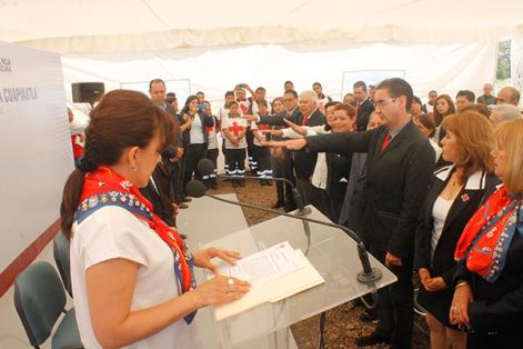 En el acto inaugural, rindió protesta el consejo de la Cruz Roja que realizará las operaciones de la nueva base. / Jesús ZEMPOALTECA