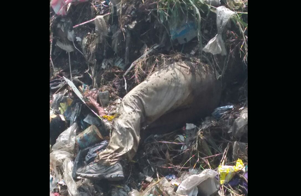 Halló como ataúd un basurero