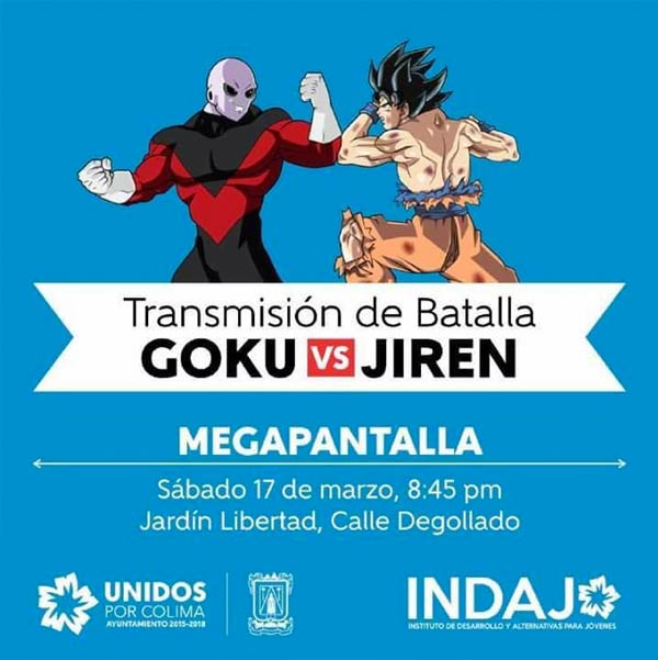 Gobierno de Colima anuncia transmisión de Goku vs Jiren